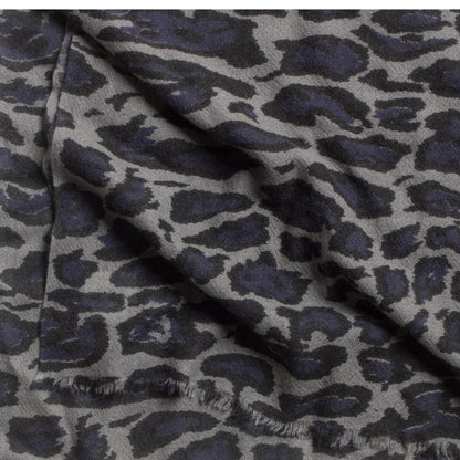 100% Cashmere Charcoal Monster Leopard Wrap