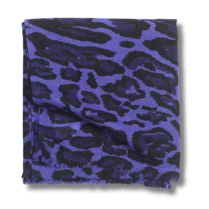 100% Cashmere Blue Monster Leopard Wrap