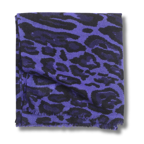 100% Cashmere Blue Monster Leopard Wrap