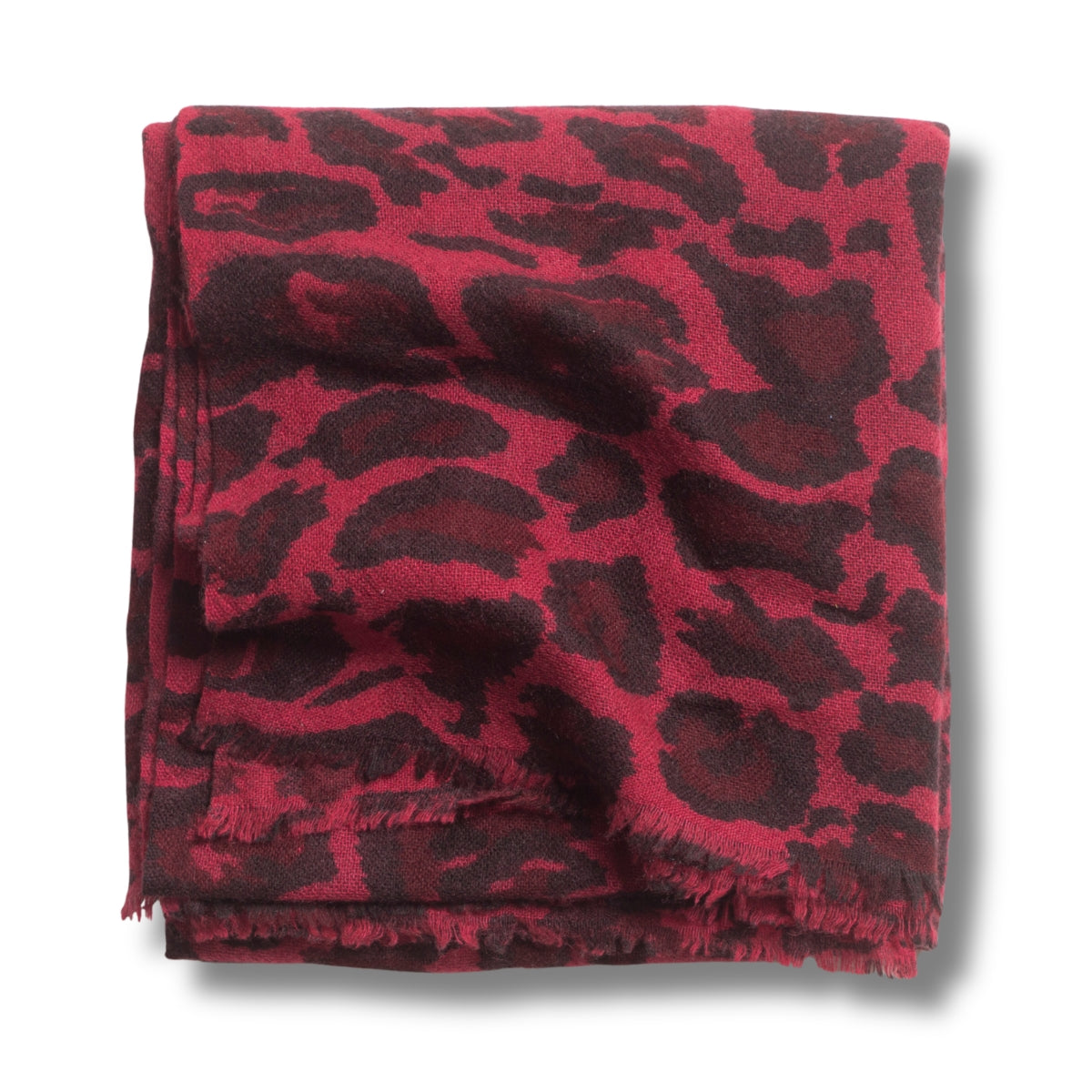 100% Cashmere Red Monster Leopard Wrap
