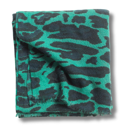 100% Cashmere Emerald Monster Leopard Wrap