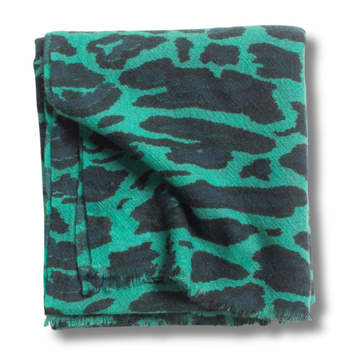 100% Cashmere Emerald Monster Leopard Wrap