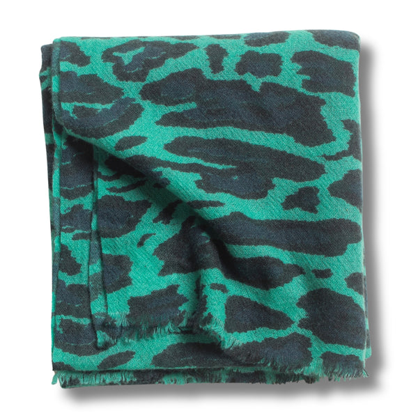 100% Cashmere Emerald Monster Leopard Wrap