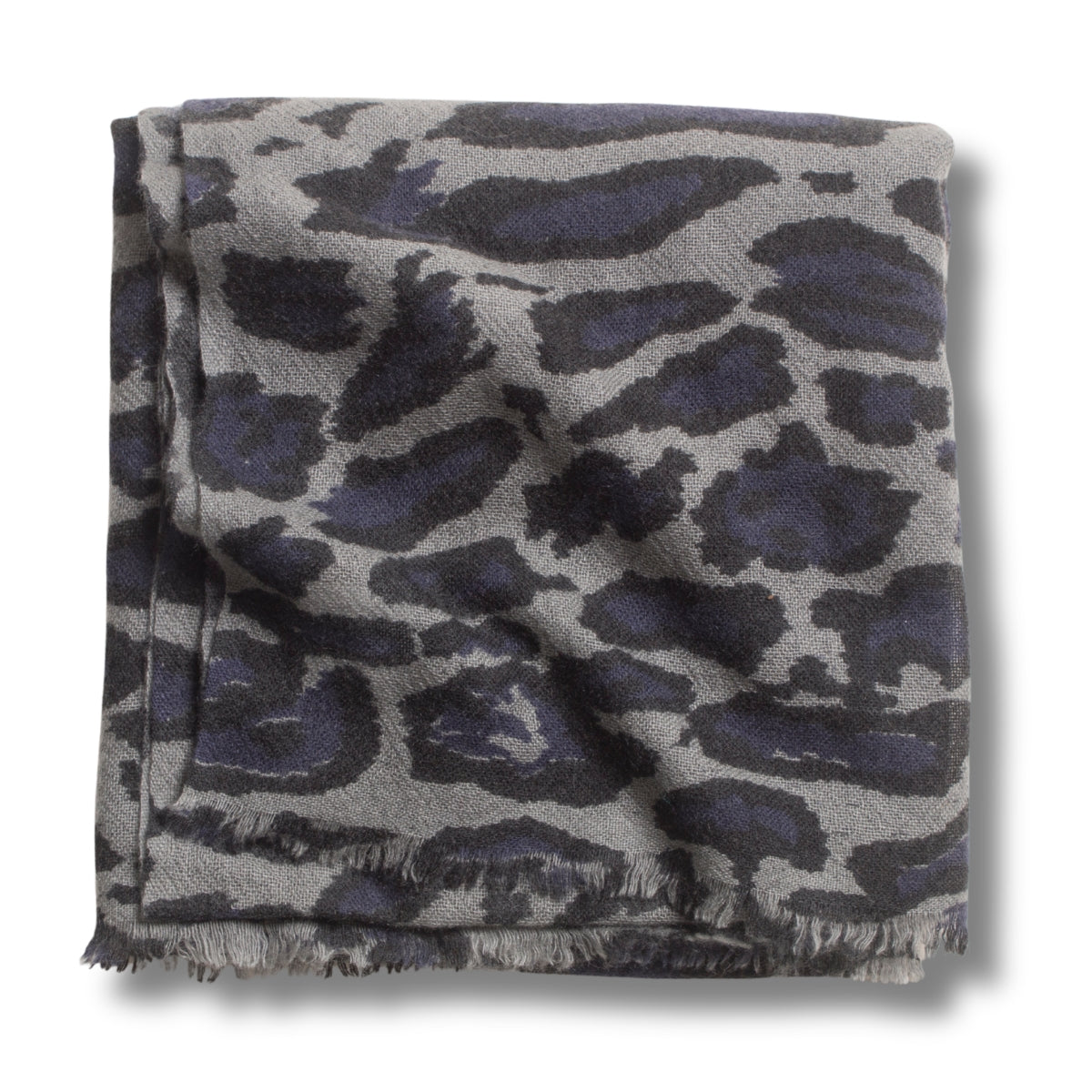 100% Cashmere Charcoal Monster Leopard Wrap