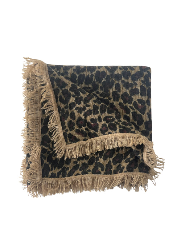 100% Cashmere Natural Leopard Square Scarf
