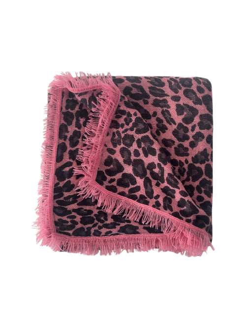 100% Cashmere Soft Pink Leopard Square Scarf