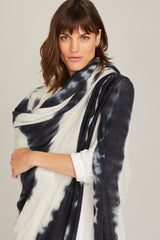 Black and White Tie Dye Throw 100 Percent Cashmere CRUMPET