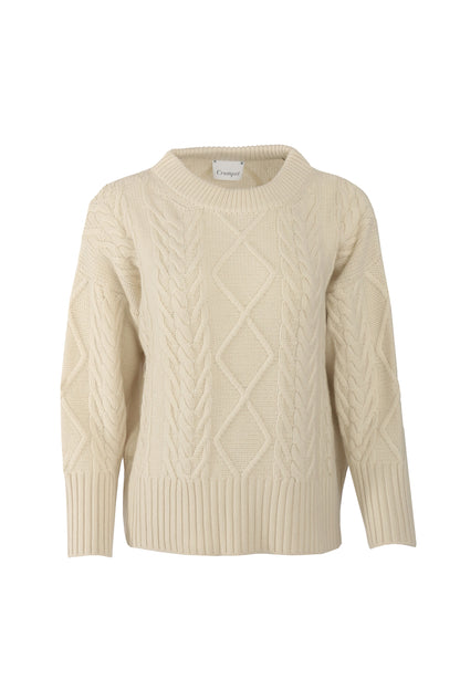100% Cashmere Cable Sweater Cream- Small