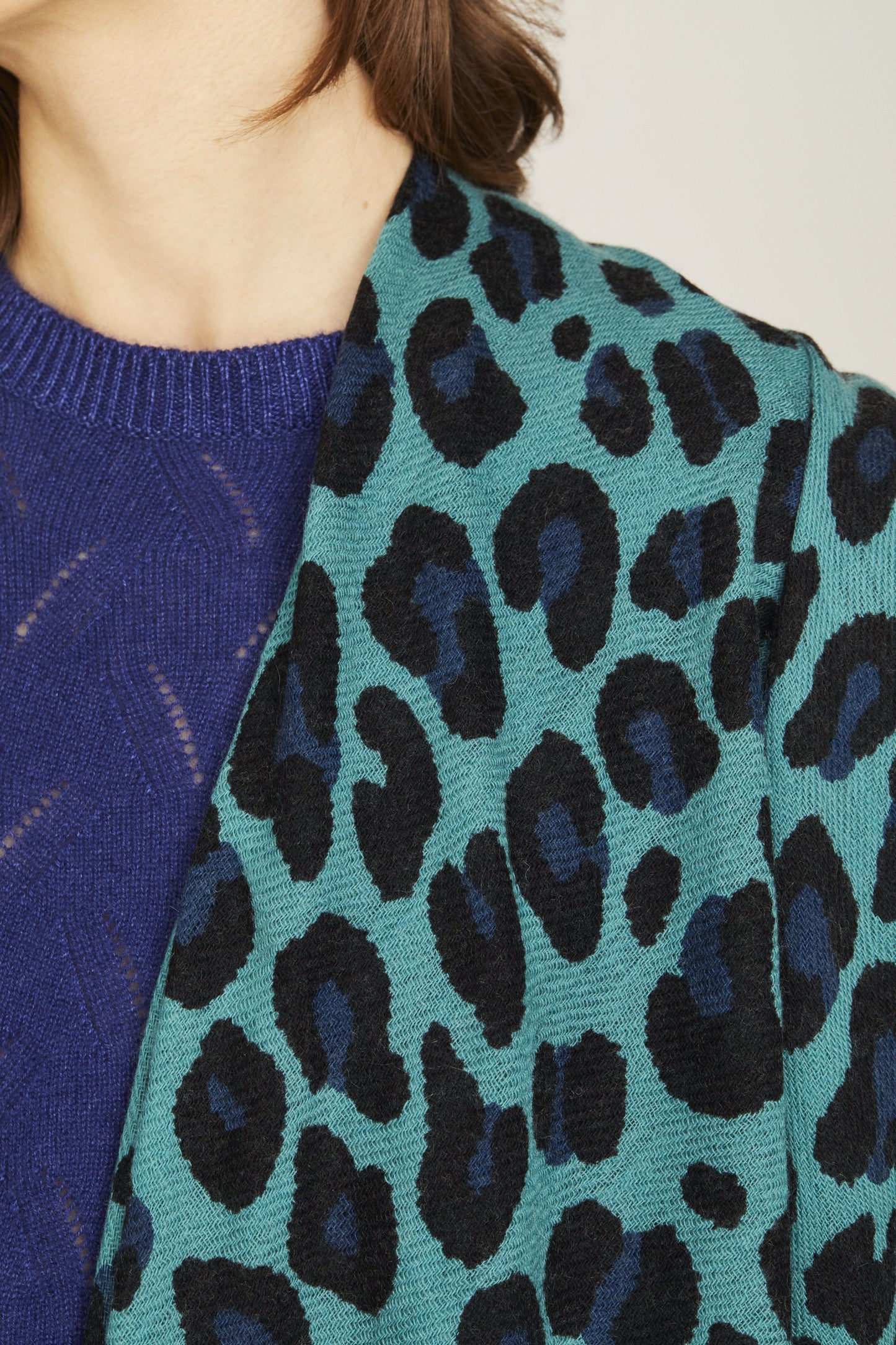 100% Cashmere Emerald Monster Leopard Wrap