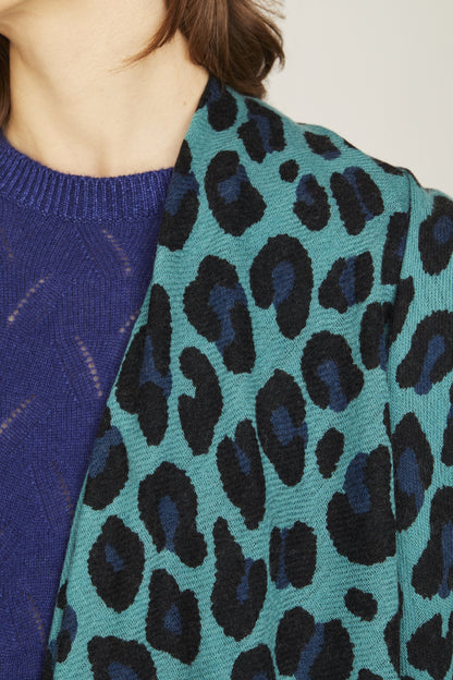 100% Cashmere Emerald Monster Leopard Wrap