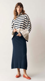 Striped Taylor Roll Neck White/Navy