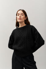 Cable Sweater Black 100 Percent Cashmere AW22_KPA garment