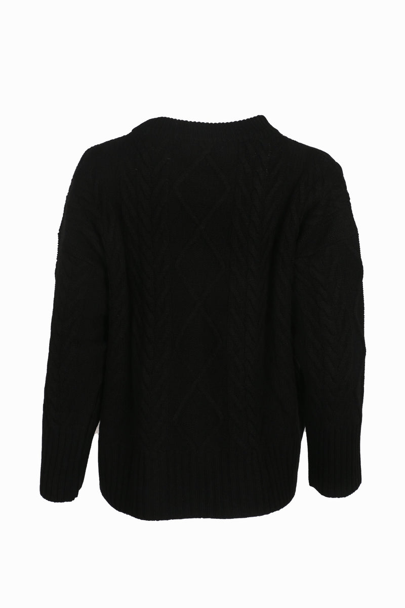 Cable Sweater Black 100 Percent Cashmere AW22_KPA garment