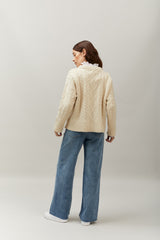 Cable Sweater Off White 100 Percent Cashmere AW22_KPA garment