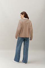 Cable Sweater Toast 100 Percent Cashmere AW22_KPA garment