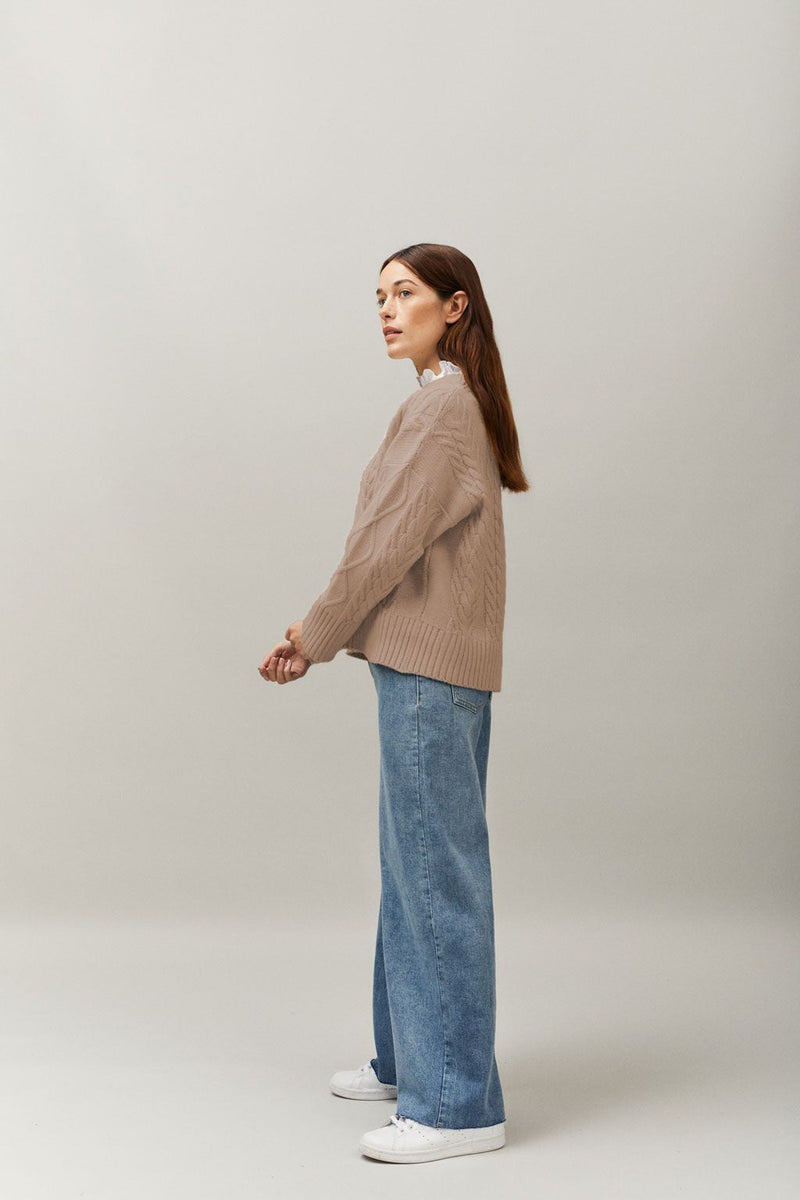 Cable Sweater Toast 100 Percent Cashmere AW22_KPA garment
