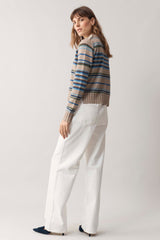 Multi Stripe Bonnie Blue 100 Percent Cashmere S22-3_KPA garment