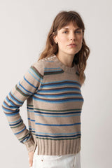 Multi Stripe Bonnie Blue 100 Percent Cashmere S22-3_KPA garment